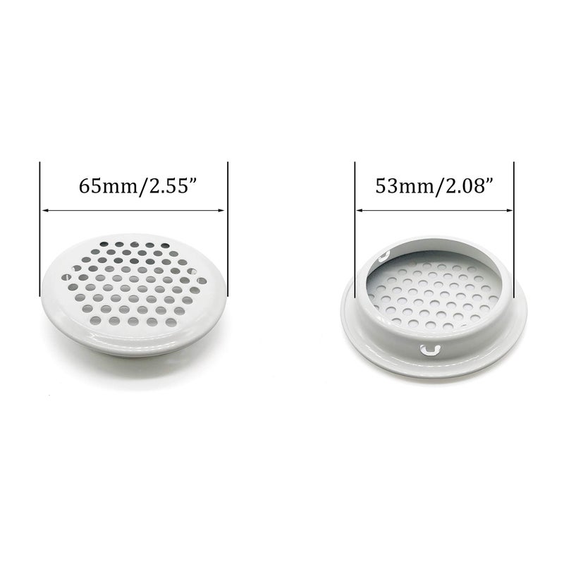 NACX 20Pcs Air Vents 53mm Circular Soffit Vent Stainless Steel Round Vent Mesh Hole Louver for Kitchen Bathroom Cabinet Wardrobe (White) - Image 2